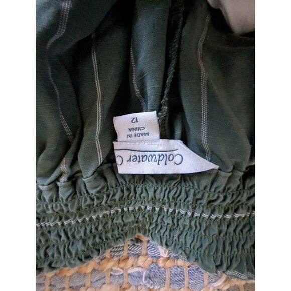 Coldwater Creek Wide Leg 12 Linen Blend Pants Pistachio Green Pinstriped - Picture 3 of 9